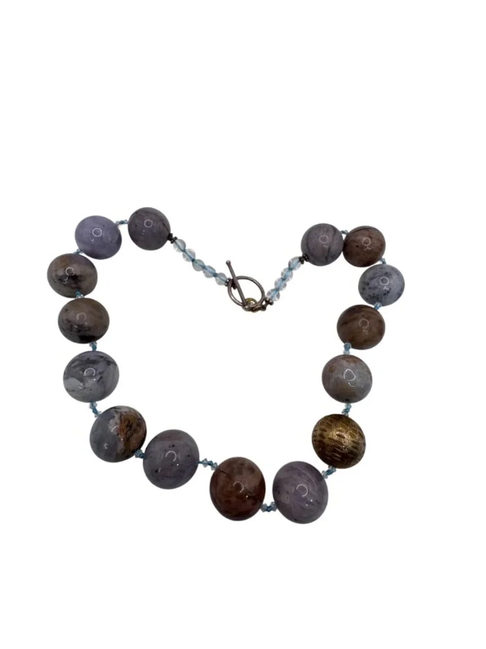 Vintage St John Glass Beaded Necklace Mixed Earth Tones18" Pastel Statement RARE - Picture 3 of 12